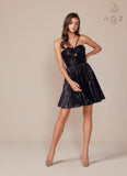 Nox Anabel A825 Short Metallic A-Line Homecoming Dress