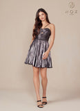 Nox Anabel A825 Short Metallic A-Line Homecoming Dress