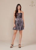 Nox Anabel A825 Short Metallic A-Line Homecoming Dress