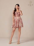 Nox Anabel A825 Short Metallic A-Line Homecoming Dress