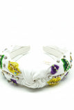 King Cake Sweetheart Topknot Beaded Headband