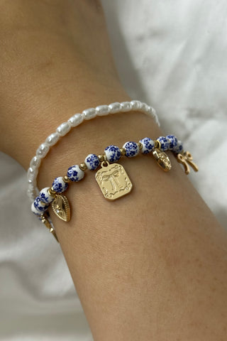 Coquette Blue Belle Ceramic Charm Bracelet Set