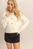 Luméa Textured Gold Button Jacket – Ivory
