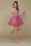 Nox Anabel B652 Short Dress Poofy A-Line Tulle Skirt Halter Neck