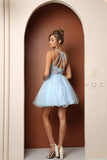 Nox Anabel B652 Short Dress Poofy A-Line Tulle Skirt Halter Neck