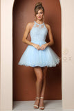 Nox Anabel B652 Short Dress Poofy A-Line Tulle Skirt Halter Neck