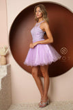 Nox Anabel B652 Short Dress Poofy A-Line Tulle Skirt Halter Neck