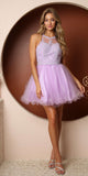 Nox Anabel B652 Short Dress Poofy A-Line Tulle Skirt Halter Neck