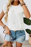 Pearl Bow Puff Sleeve Top – White