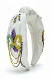 Mardi Gras Belle of the Bayou Beaded Topknot Headband