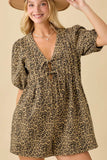 🐆 Effortlessly Wildly Chic Leopard Print Denim Romper🤎