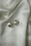 Silver Seashell Clam Huggie Hoop Earrings
