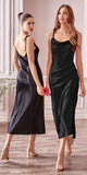 CLEARANCE - Cinderella Divine BD103 Satin Mauve Midi Length Dress Neck (Size S)