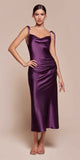 CLEARANCE - Cinderella Divine BD103 Satin Mauve Midi Length Dress Neck (Size S)