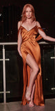 Cinderella Divine BD109 Long Satin Cowl Back Wrap Dress