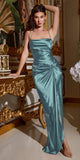 Cinderella Divine BD111 Long Satin Fitted Knot Gown with Slit
