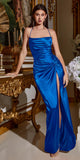 Cinderella Divine BD111 Long Satin Fitted Knot Gown with Slit