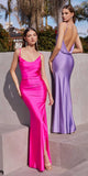 Astee BD7012 Long Fitted Stretch Satin Cowl Back