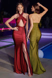 Astee BD7026 Long Halter Cut Out Ruched Dress