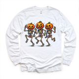 Dancing Skeleton pumpkin Heads Shirt - Halloween Tee