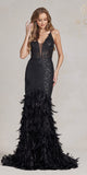 Nox Anabel C1111 Glitter Feather Skirt Mermaid Gown