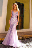 Nox Anabel C1416 Long Sequin Embroidery V-Neck Open Back Mermaid Gown