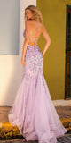 Nox Anabel C1416 Long Sequin Embroidery V-Neck Open Back Mermaid Gown