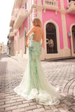 Nox Anabel C1416 Long Sequin Embroidery V-Neck Open Back Mermaid Gown
