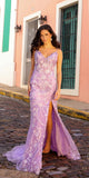 CLEARANCE - Nox Anabel C1458 Long Floral Sequin Corset Bodice Fitted Dress (Size 8)