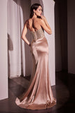 Ladivine C161 Strapless Crystal and Satin Fitted Dress