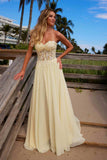 Nox Anabel C1617 Strapless Applique Corset with Chiffon Skirt Dress