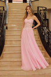 Nox Anabel C1617 Strapless Applique Corset with Chiffon Skirt Dress