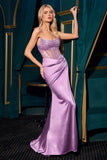 Ladivine C161 Strapless Crystal and Satin Fitted Dress