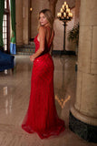 Nox Anabel C1632 Applique Tulle Gown Lace-Up Back Dress