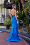Nox Anabel C1723 Stretch Satin Halter Neckline Fitted Prom Gown