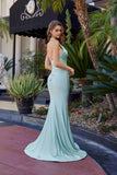 Nox Anabel C1723 Stretch Satin Halter Neckline Fitted Prom Gown
