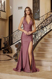 Nox Anabel C1723 Stretch Satin Halter Neckline Fitted Prom Gown