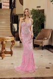 Nox Anabel C1826 Peaked Neckline Beaded Embellishments Fitted Prom Gown