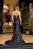 Nox Anabel C1841 Glitter Dusted Satin Sequined Embellishment Prom Gown