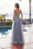 Nox Anabel C1843 Mesh A-Line Peaked Neckline Sequin Prom Ball Gown