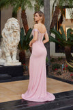 Nox Anabel C1845 Fitted Off Shoulder Embellished Shimmer Jersey Prom Gown