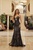 Nox Anabel C1848 Fitted Beaded Tulle Strapless Keyhole Bodice Prom Gown