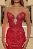Nox Anabel C1848 Fitted Beaded Tulle Strapless Keyhole Bodice Prom Gown