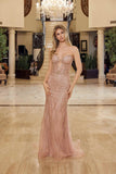 Nox Anabel C1848 Fitted Beaded Tulle Strapless Keyhole Bodice Prom Gown