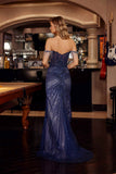Nox Anabel C1850 Off Shoulder Fully Beaded Fitted Prom Gown