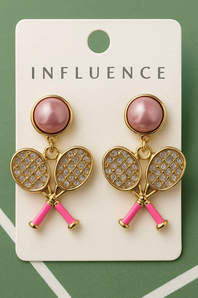 Glam Racket Pink Glam Tennis Rackets Statement Earrings – The Salted Hippie Boutique