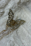 Golden Butterfly Pearl Cascade Hair Clip