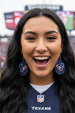 Texans Glitter Teardrop Football Earrings