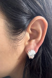 Silver Seashell Clam Huggie Hoop Earrings