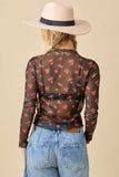 Strawberry Bow Print Long Sleeve Mesh Top🍓
